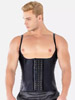 Premium Latex Waist Trainer Black Men, 3 Hooks Adjustable Shoulder Strap Vest