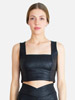 Polymer Leather Look Sports Bra Black